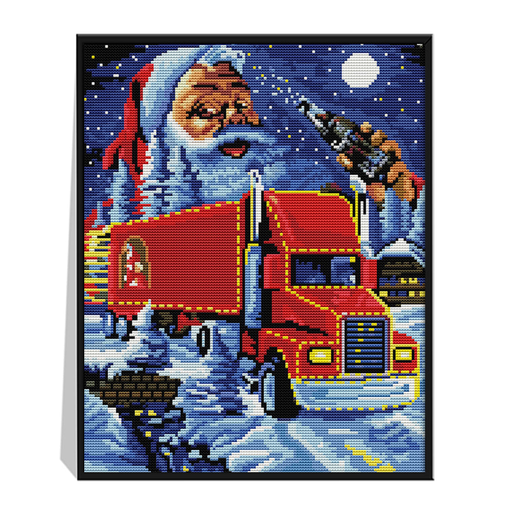 Car- 14CT Stamped Cross Stitch 31*37CM