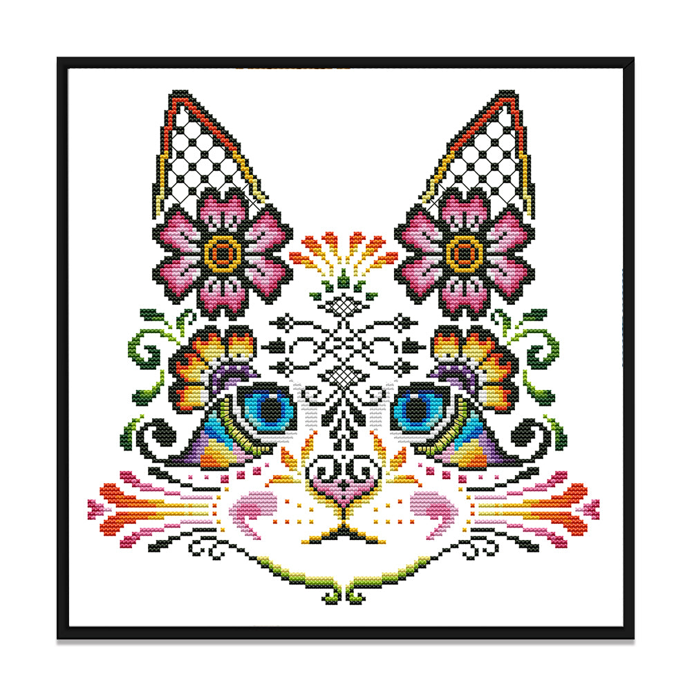 Charming Cat - 14CT Stamped Cross Stitch 30*30CM