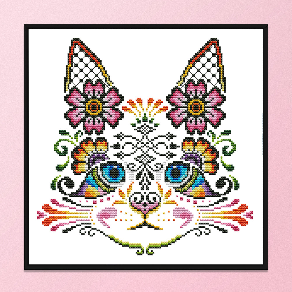 Charming Cat - 14CT Stamped Cross Stitch 30*30CM