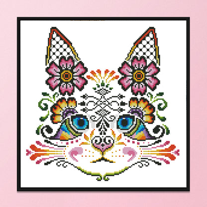 Charming Cat - 14CT Stamped Cross Stitch 30*30CM