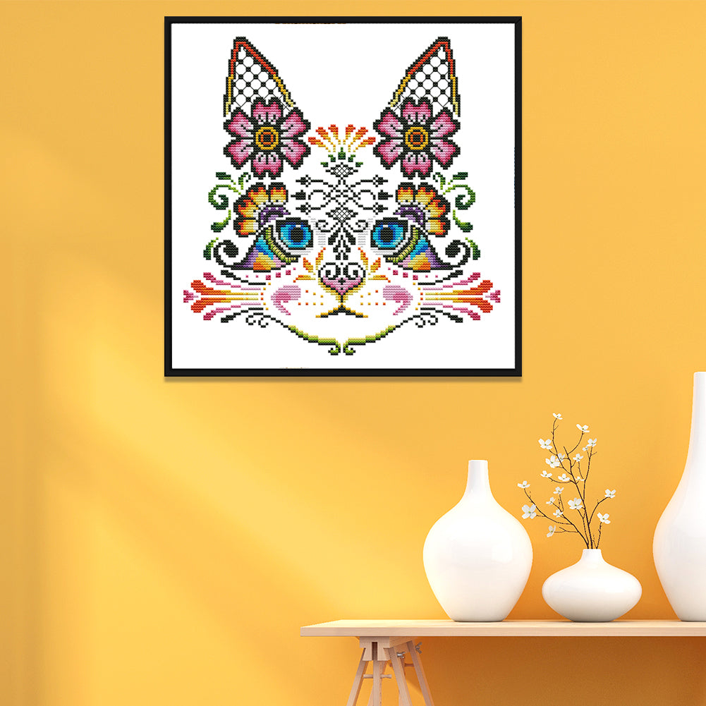 Charming Cat - 14CT Stamped Cross Stitch 30*30CM