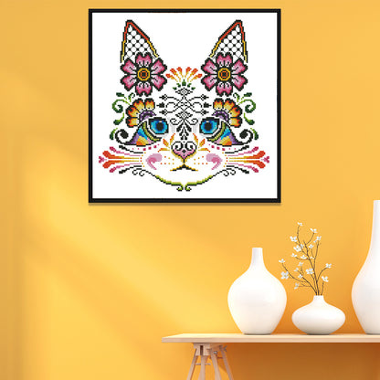Charming Cat - 14CT Stamped Cross Stitch 30*30CM