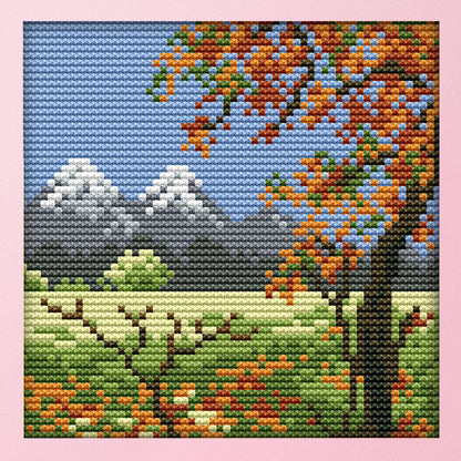 Four Seasons - 14CT Stamped Cross Stitch 16x16CM