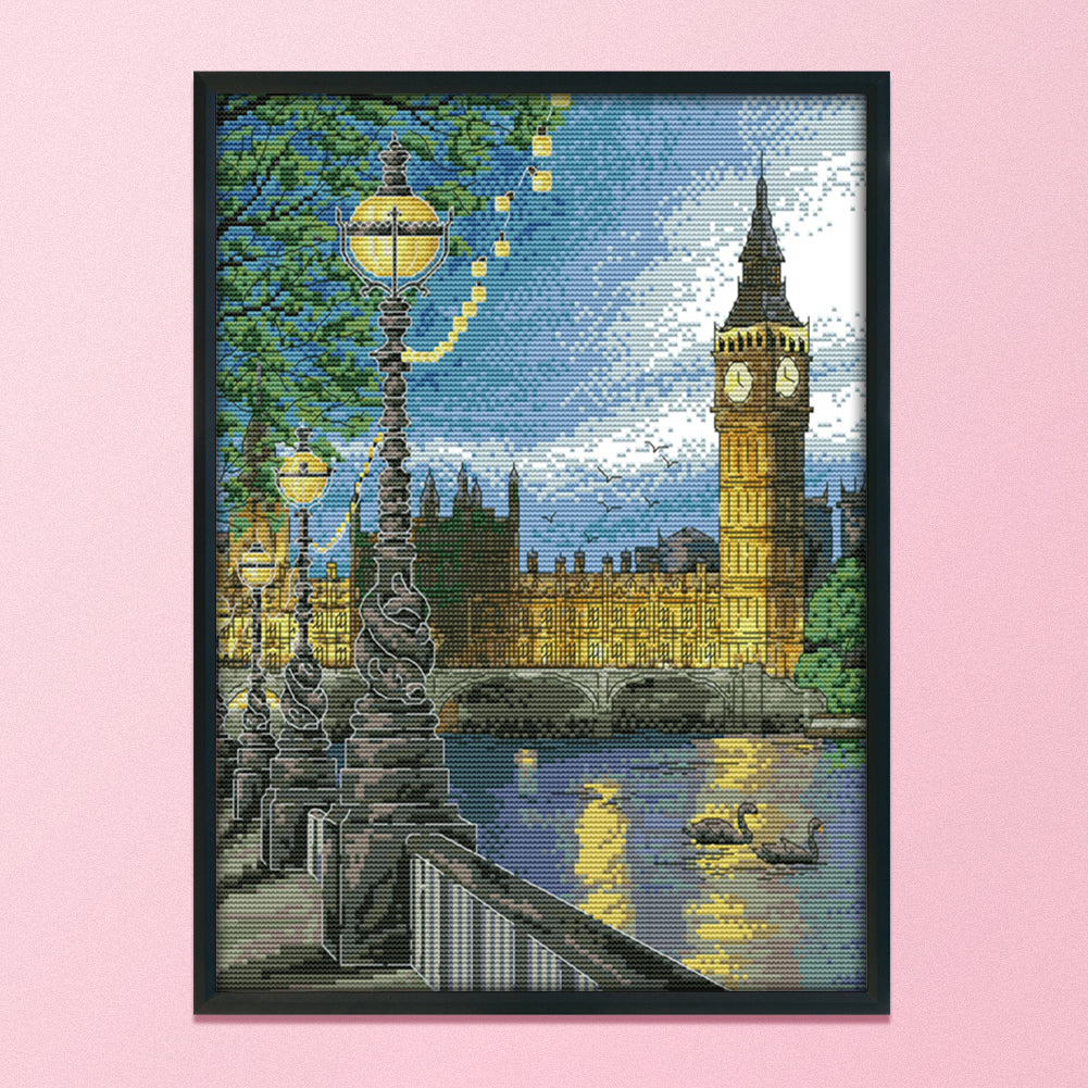 London Bell Tower - 14CT Stamped Cross Stitch 33*41CM