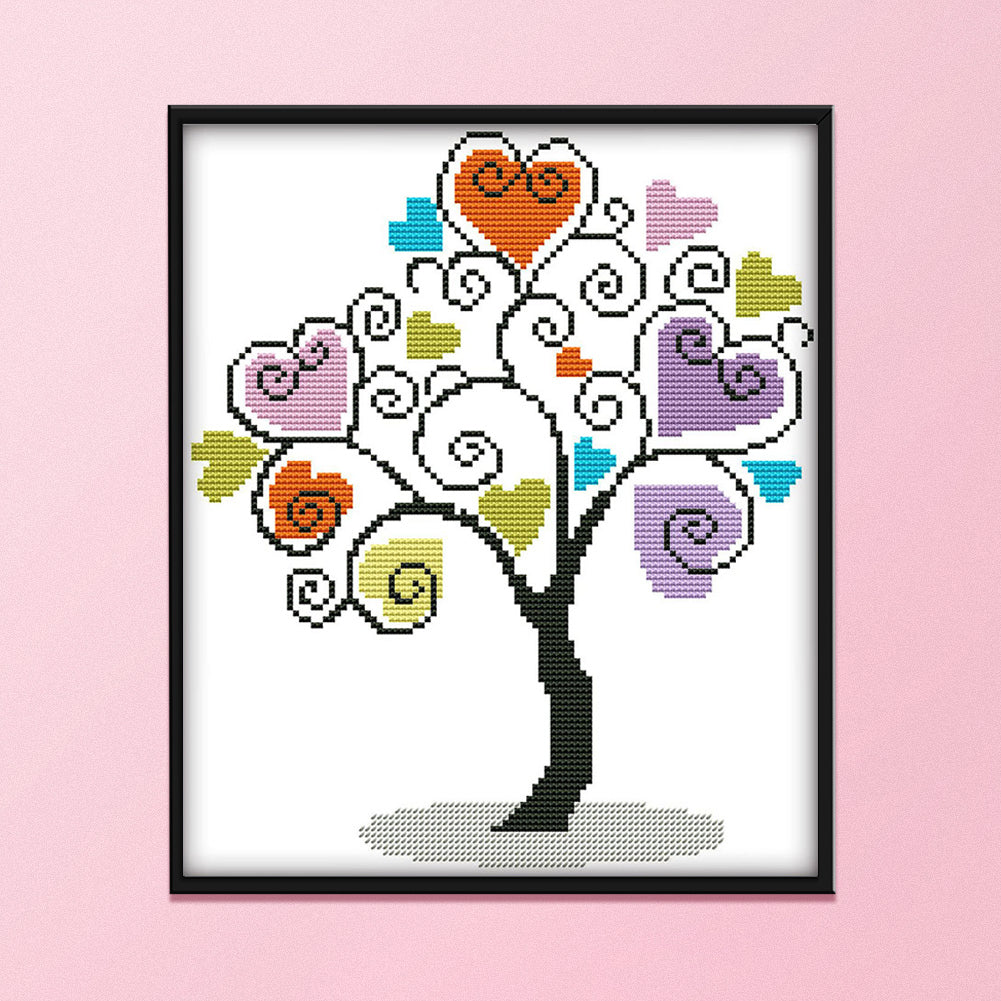Heart Tree- 14CT Stamped Cross Stitch 30*27CM