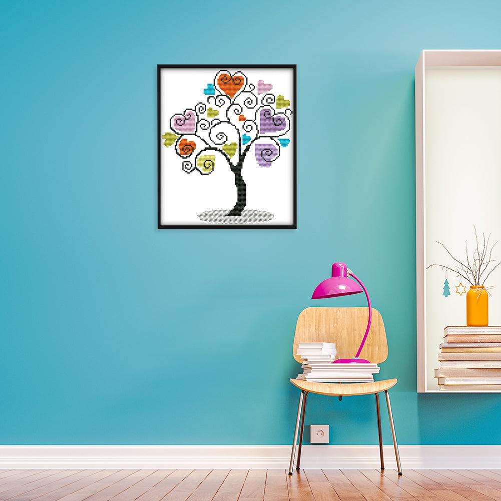 Heart Tree- 14CT Stamped Cross Stitch 30*27CM