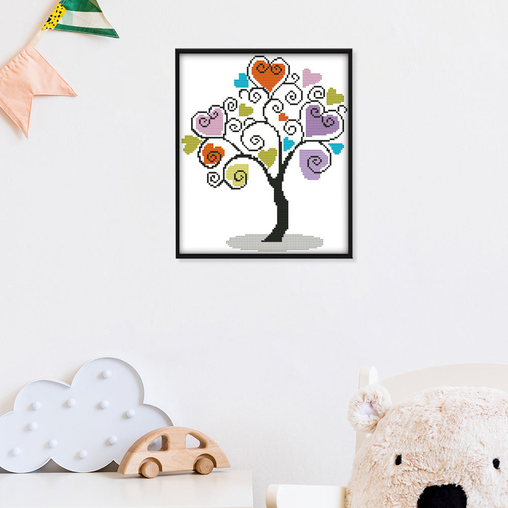 Heart Tree- 14CT Stamped Cross Stitch 30*27CM