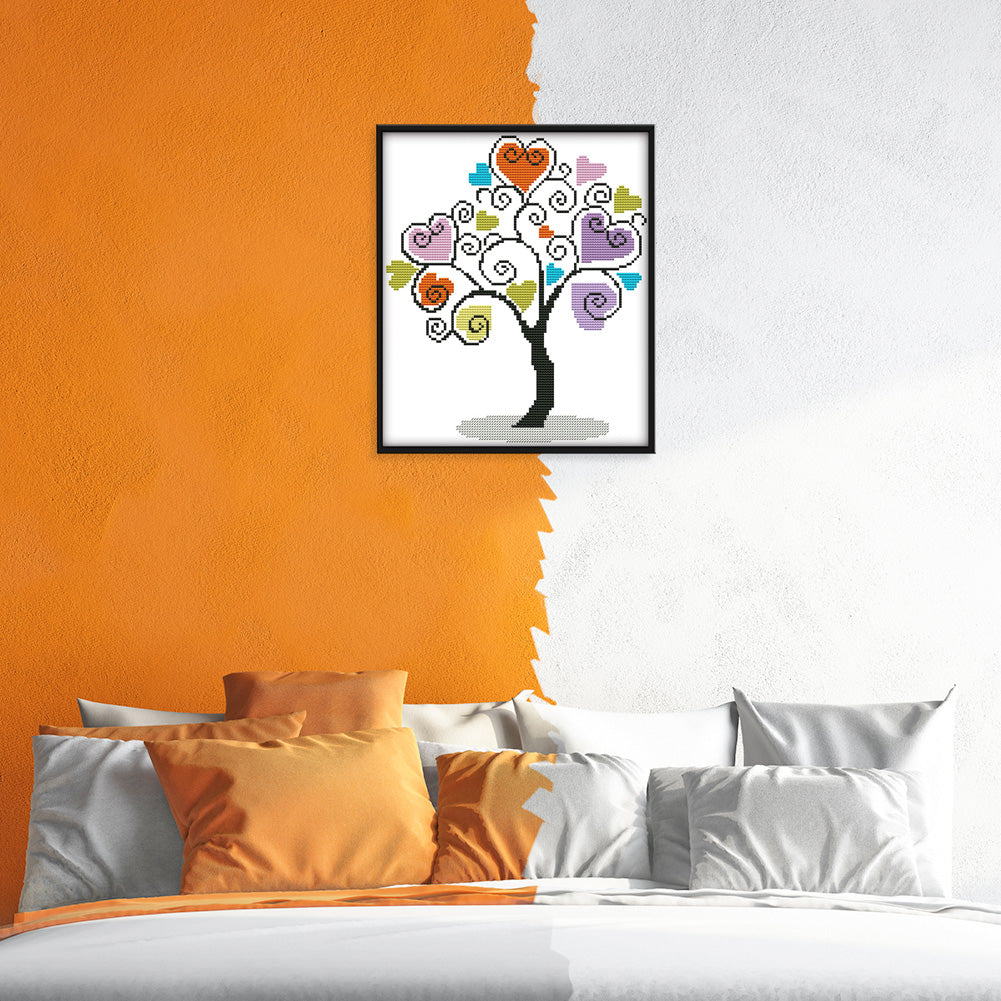 Heart Tree- 14CT Stamped Cross Stitch 30*27CM