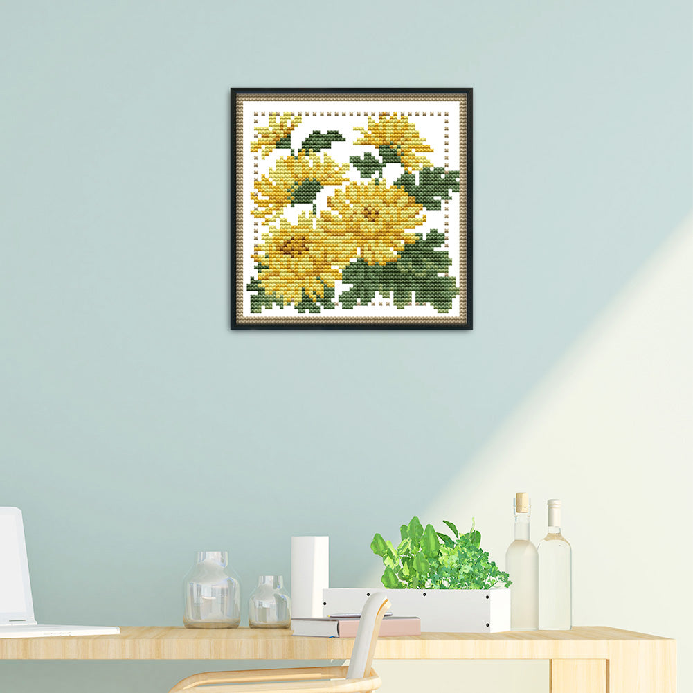 Flower- 14CT Stamped Cross Stitch 17*17CM