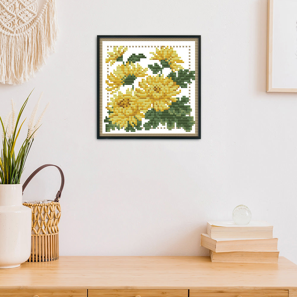 Flower- 14CT Stamped Cross Stitch 17*17CM