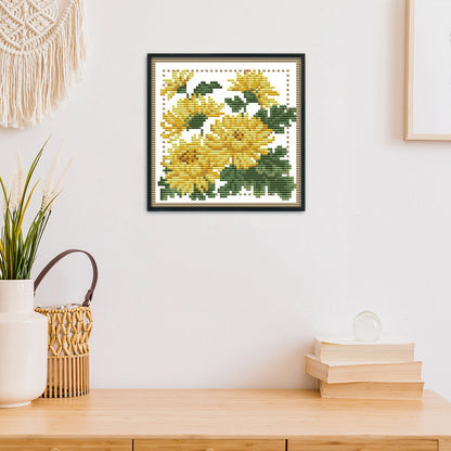 Flower- 14CT Stamped Cross Stitch 17*17CM