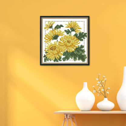 Flower- 14CT Stamped Cross Stitch 17*17CM