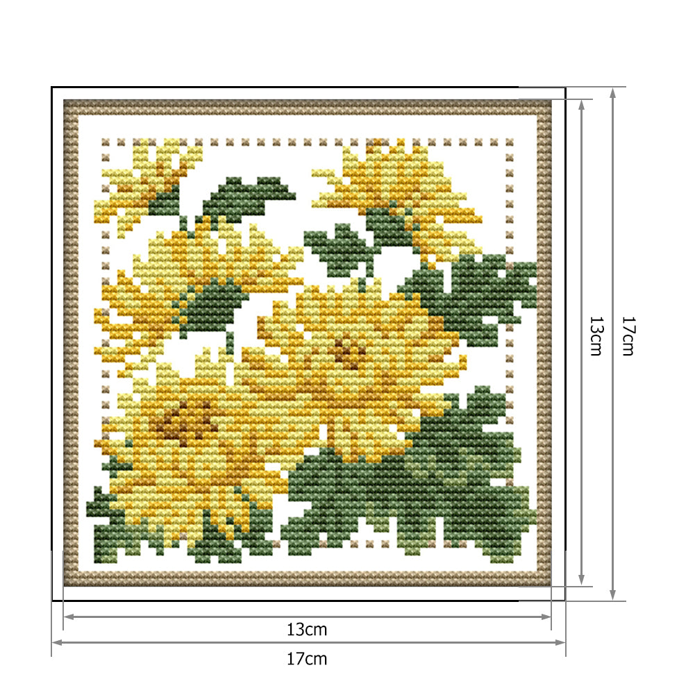 Flower- 14CT Stamped Cross Stitch 17*17CM