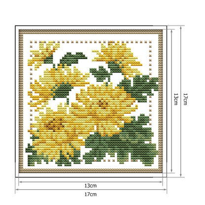 Flower- 14CT Stamped Cross Stitch 17*17CM