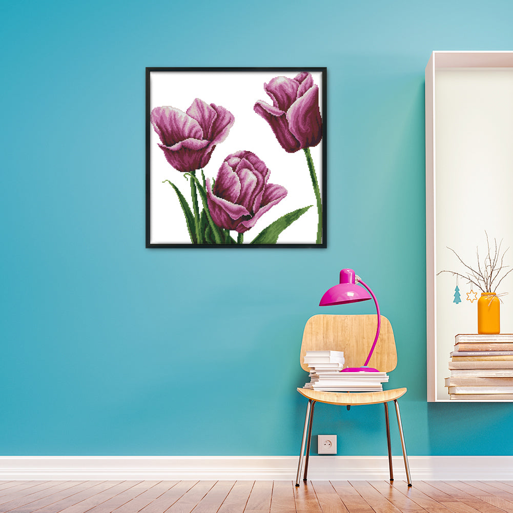 Flower- 14CT Stamped Cross Stitch 45*44CM