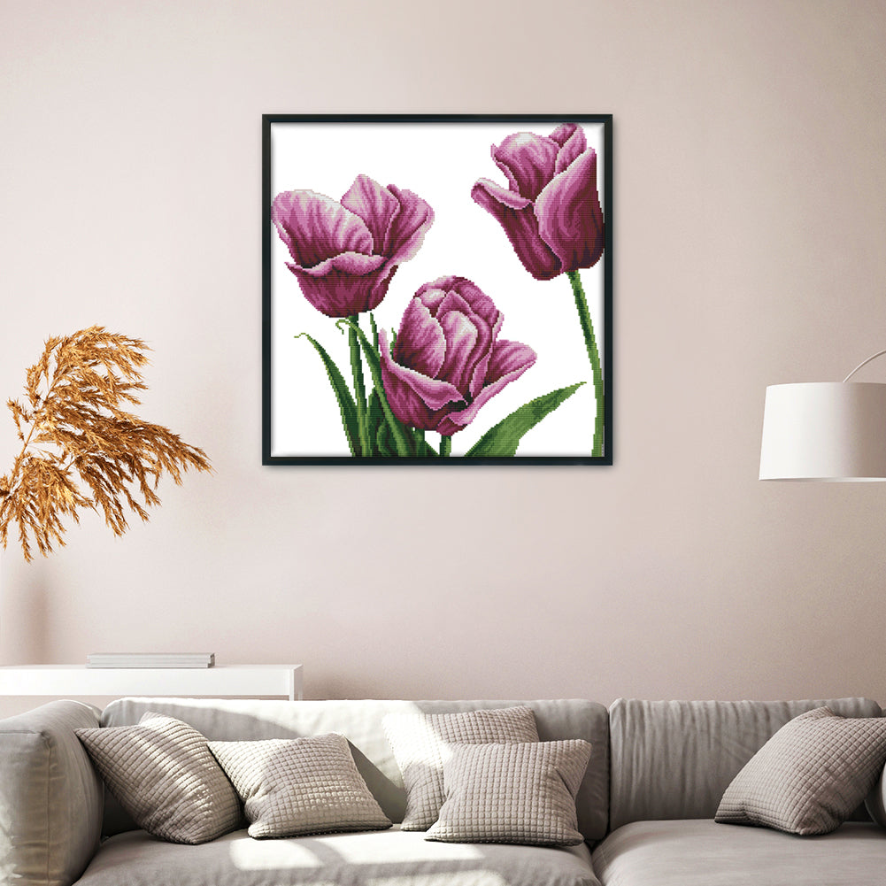 Flower- 14CT Stamped Cross Stitch 45*44CM