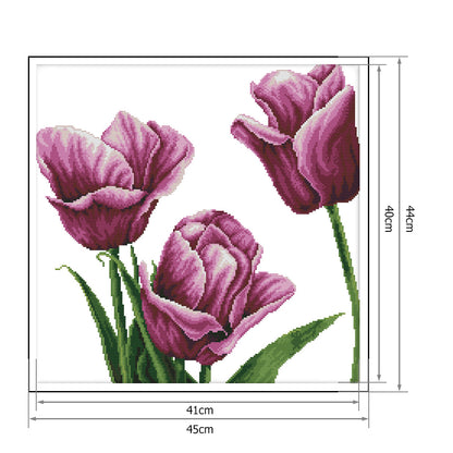 Flower- 14CT Stamped Cross Stitch 45*44CM