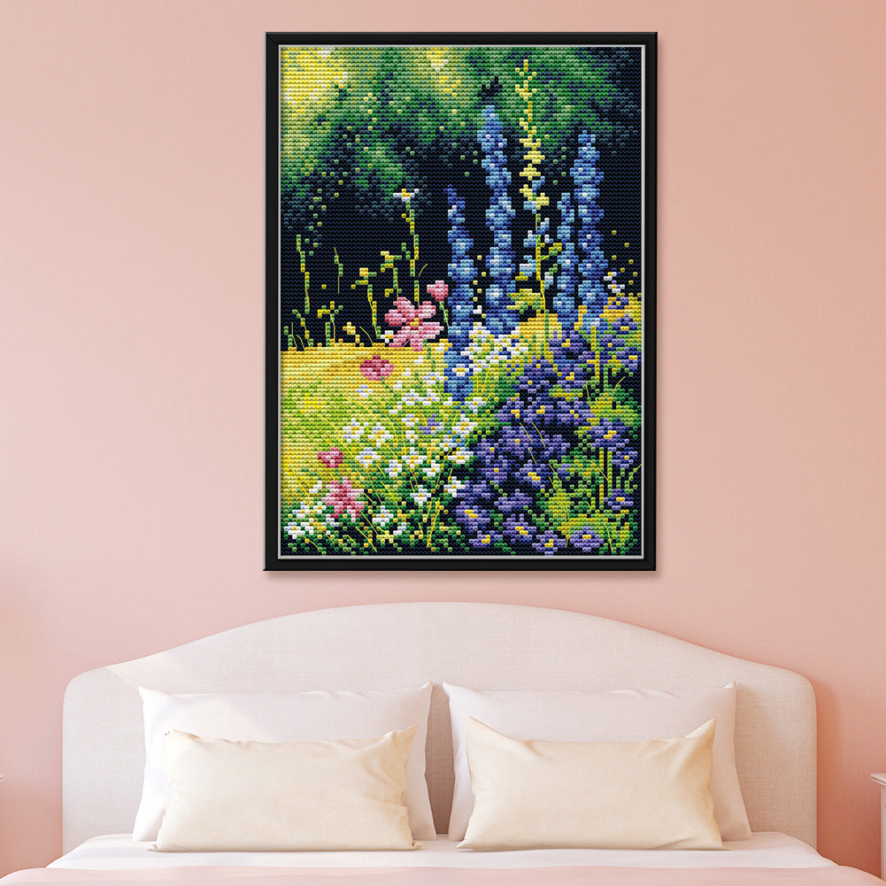 Mountain Flower - 14CT Stamped Cross Stitch 30*21CM