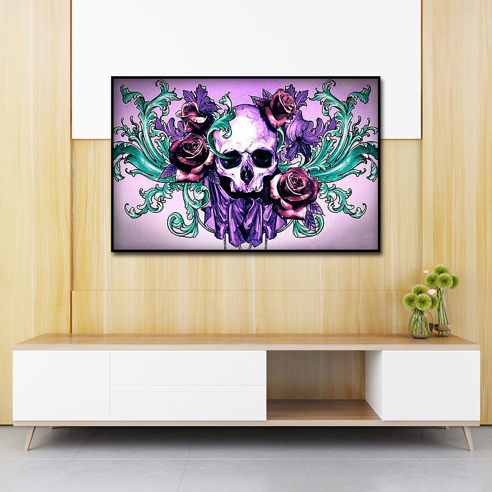 Skull Flower - Full Round Drill Diamond Painting 30*40CM