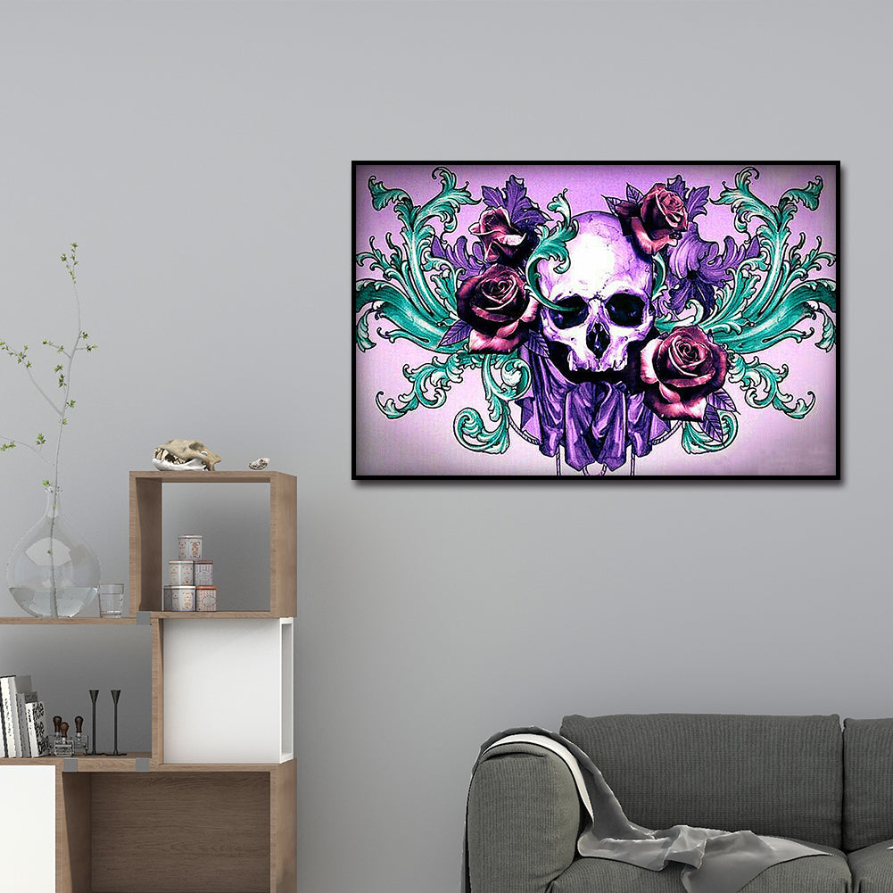 Skull Flower - Full Round Drill Diamond Painting 30*40CM