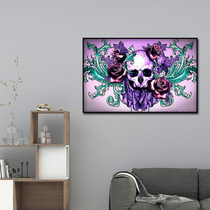 Skull Flower - Full Round Drill Diamond Painting 30*40CM