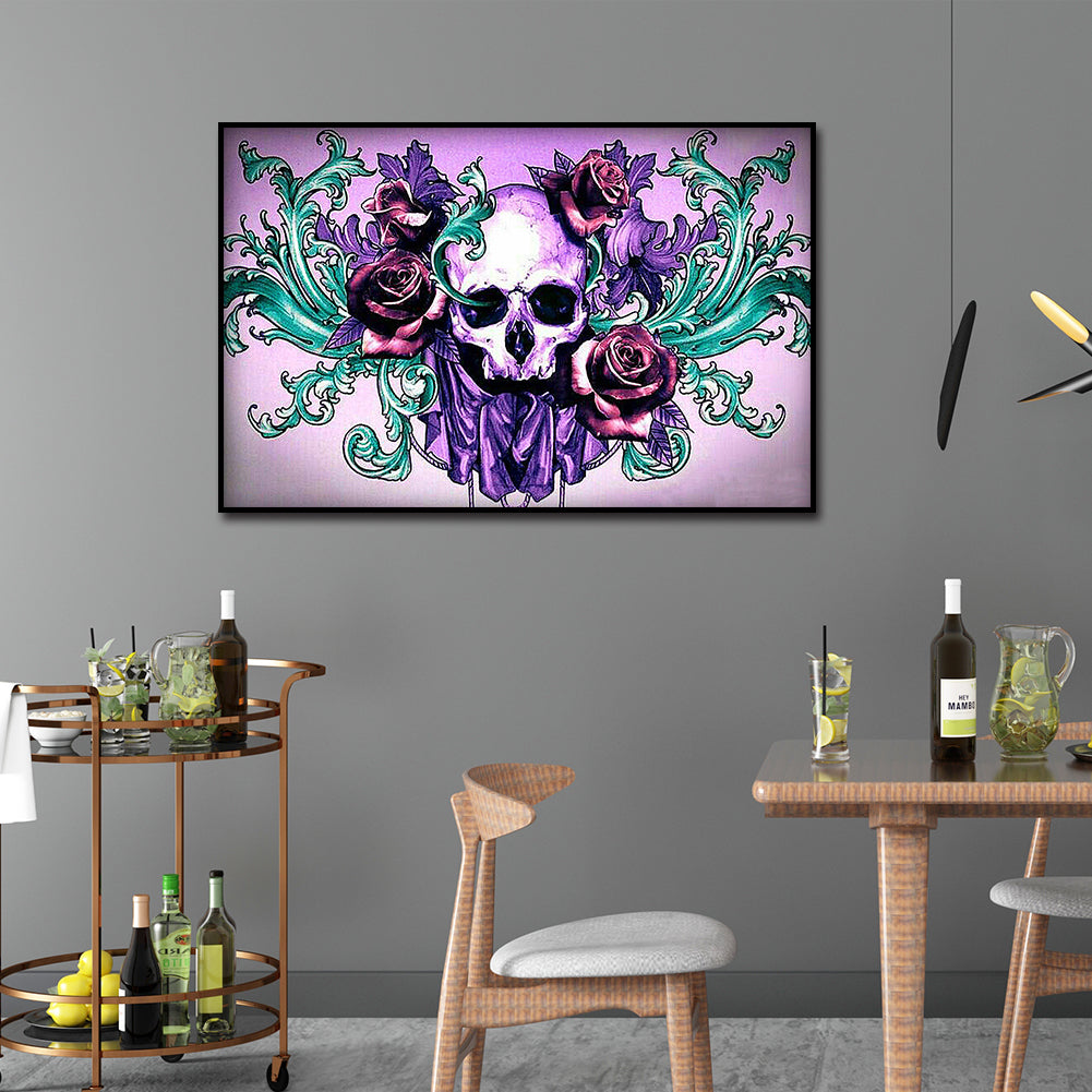 Skull Flower - Full Round Drill Diamond Painting 30*40CM