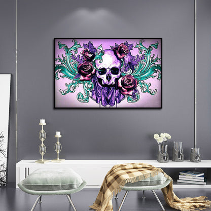 Skull Flower - Full Round Drill Diamond Painting 30*40CM