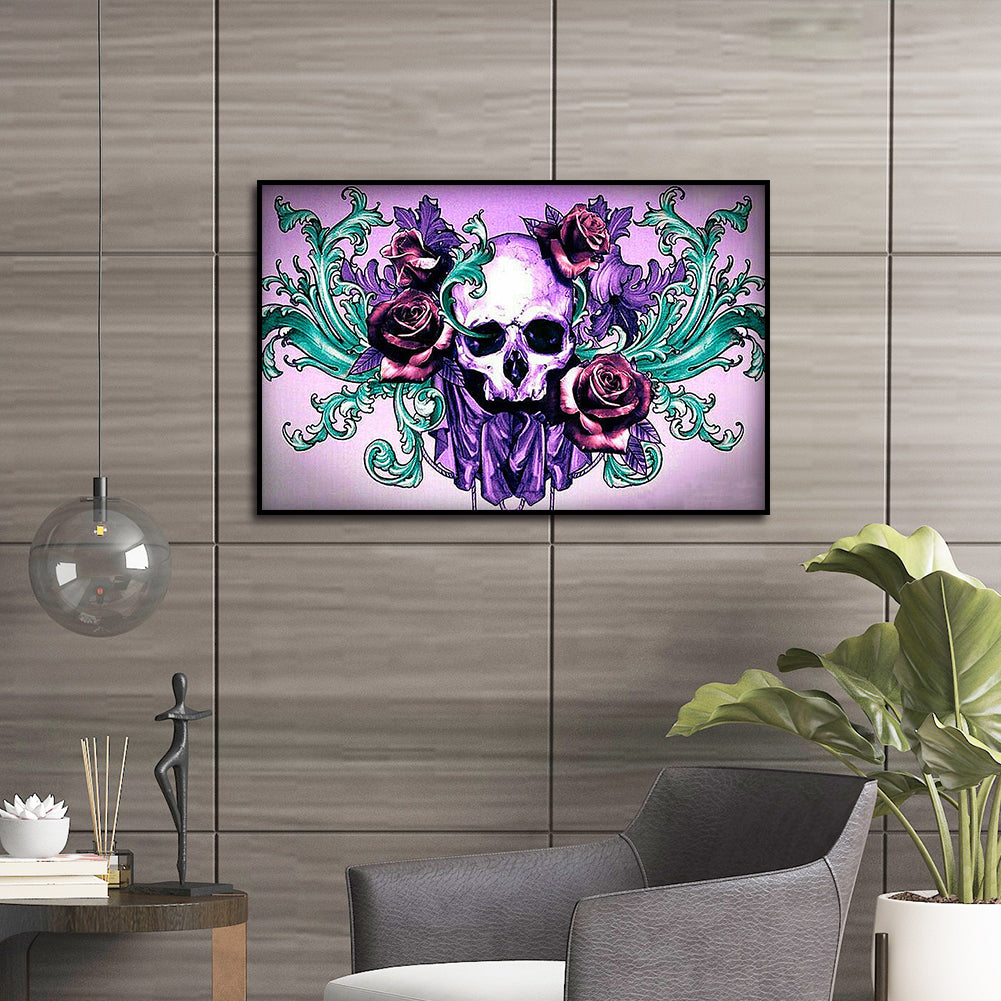 Skull Flower - Full Round Drill Diamond Painting 30*40CM