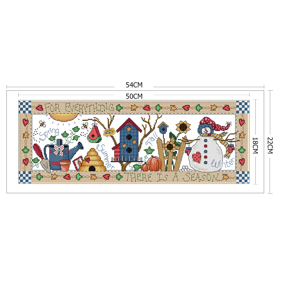 4 Seasons - 14CT Stamped Cross Stitch 54 *22CM