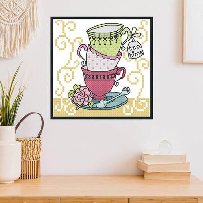 Teacup - 14CT Stamped Cross Stitch 15*14CM