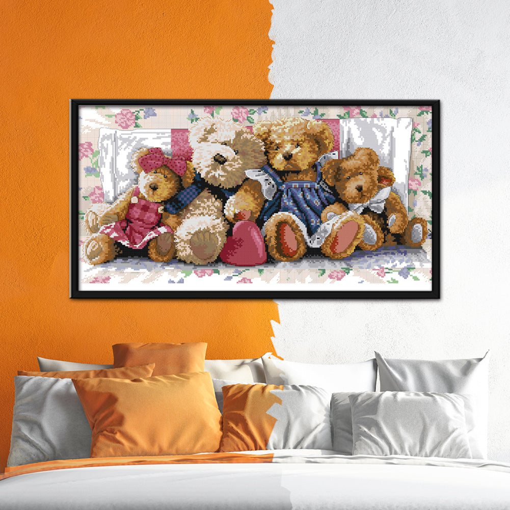 Bear Family - 14CT Stamped Cross Stitch 54*31CM
