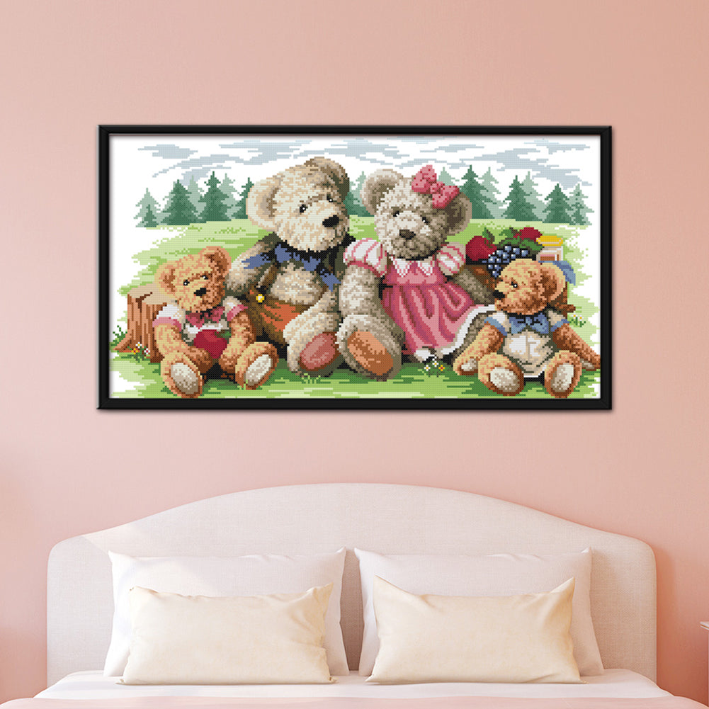 Bear Family - 14CT Stamped Cross Stitch 52*31CM