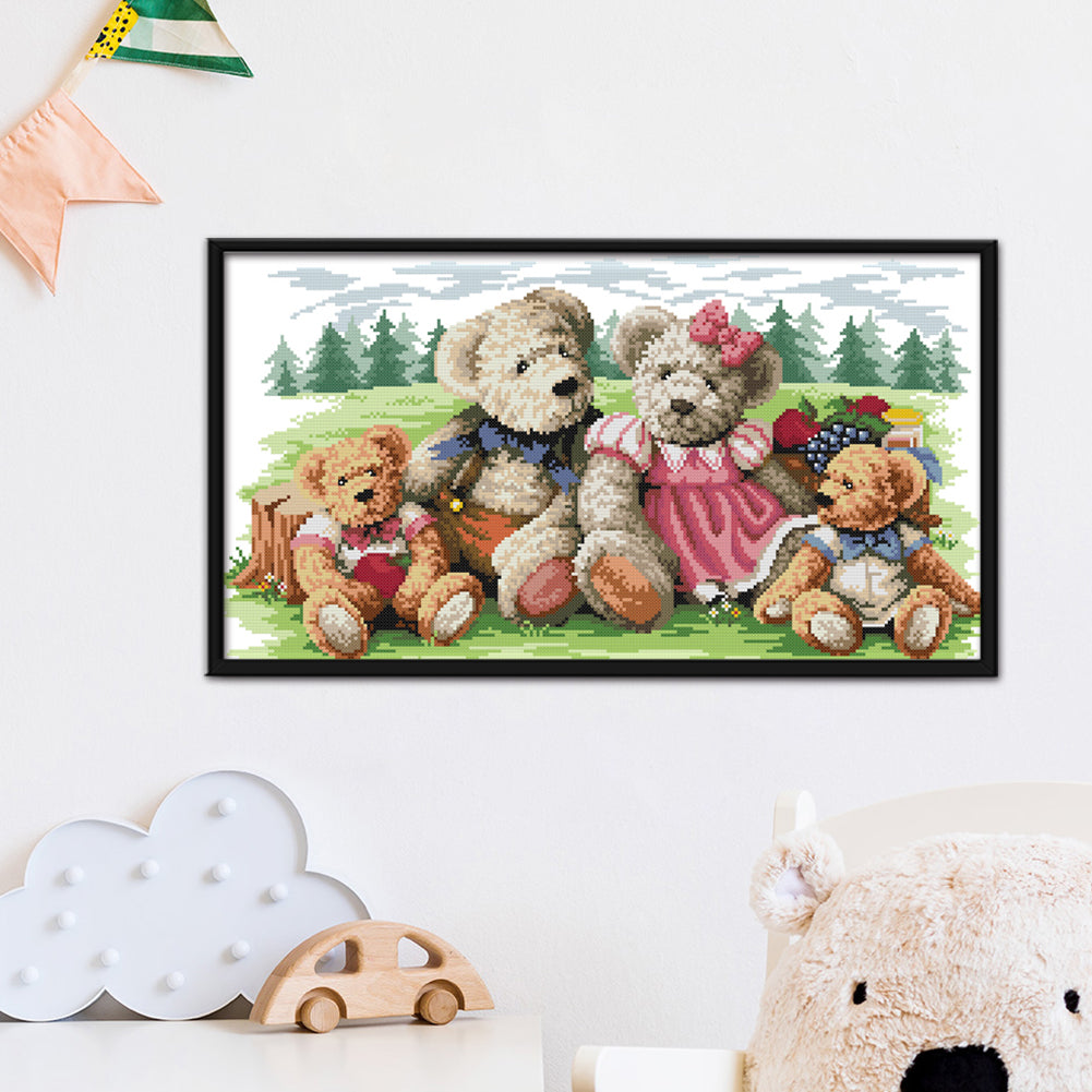 Bear Family - 14CT Stamped Cross Stitch 52*31CM