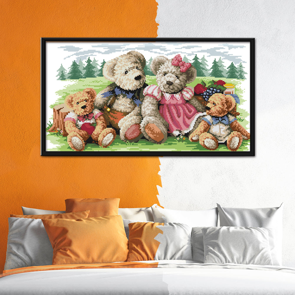 Bear Family - 14CT Stamped Cross Stitch 52*31CM