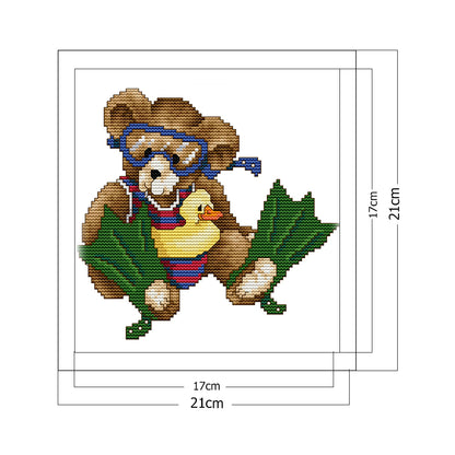 Bear- 14CT Stamped Cross Stitch 21*21CM
