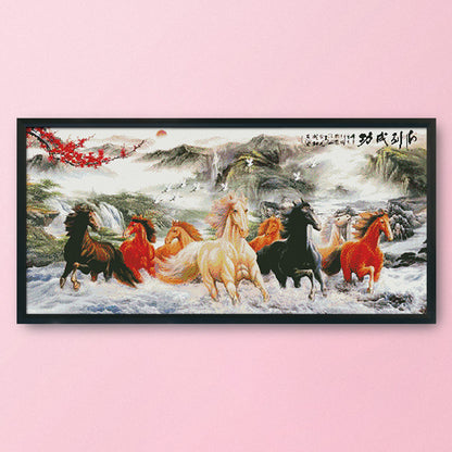 Running Horses - 14CT Stamped Cross Stitch 90 *46CM