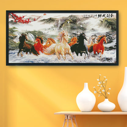 Running Horses - 14CT Stamped Cross Stitch 90 *46CM