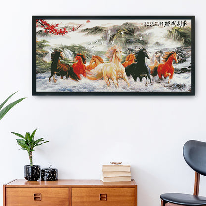 Running Horses - 14CT Stamped Cross Stitch 90 *46CM