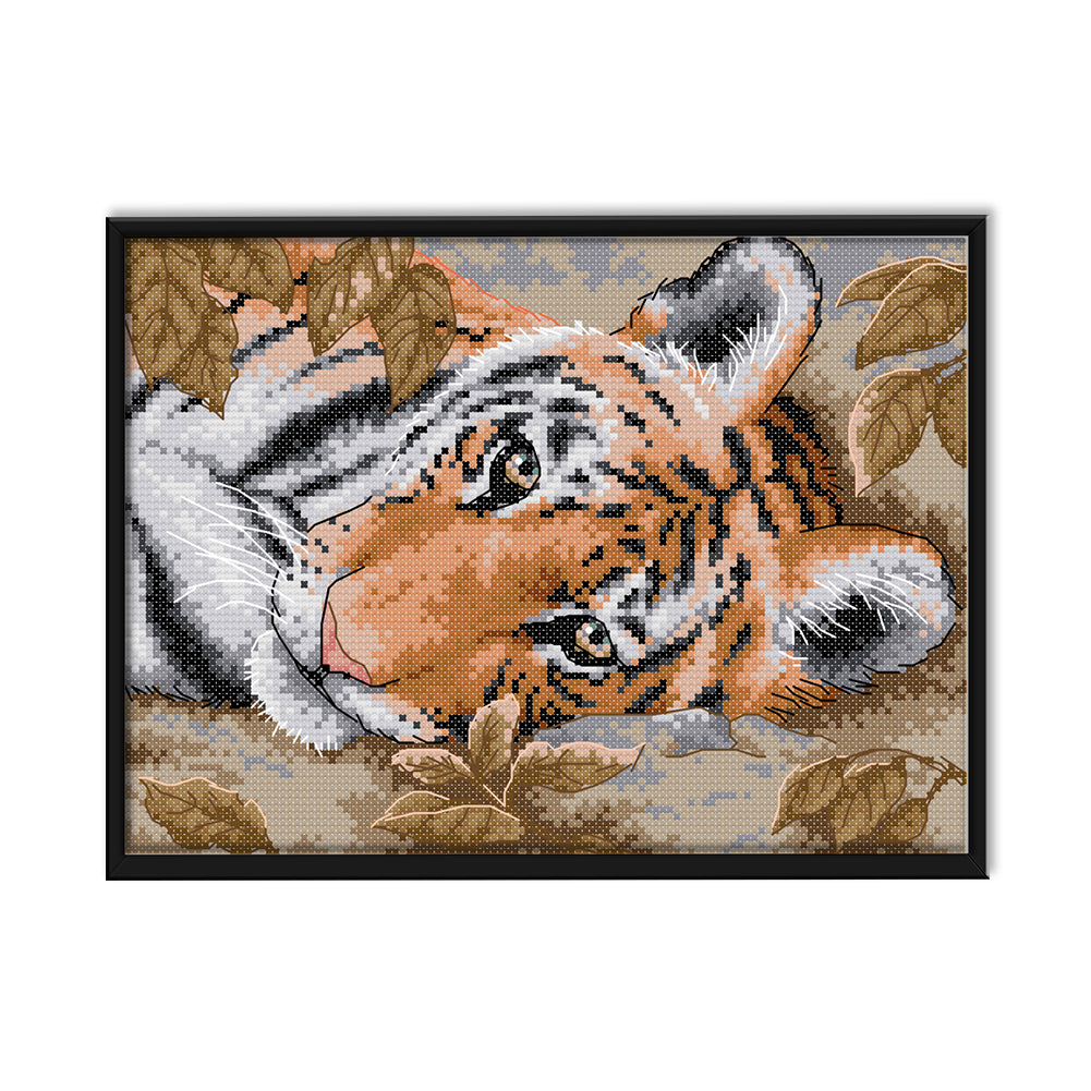 Lying Tiger - 14CT Stamped Cross Stitch 29 *21CM