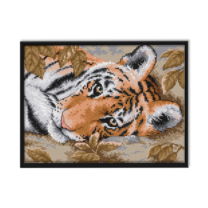 Lying Tiger - 14CT Stamped Cross Stitch 29 *21CM