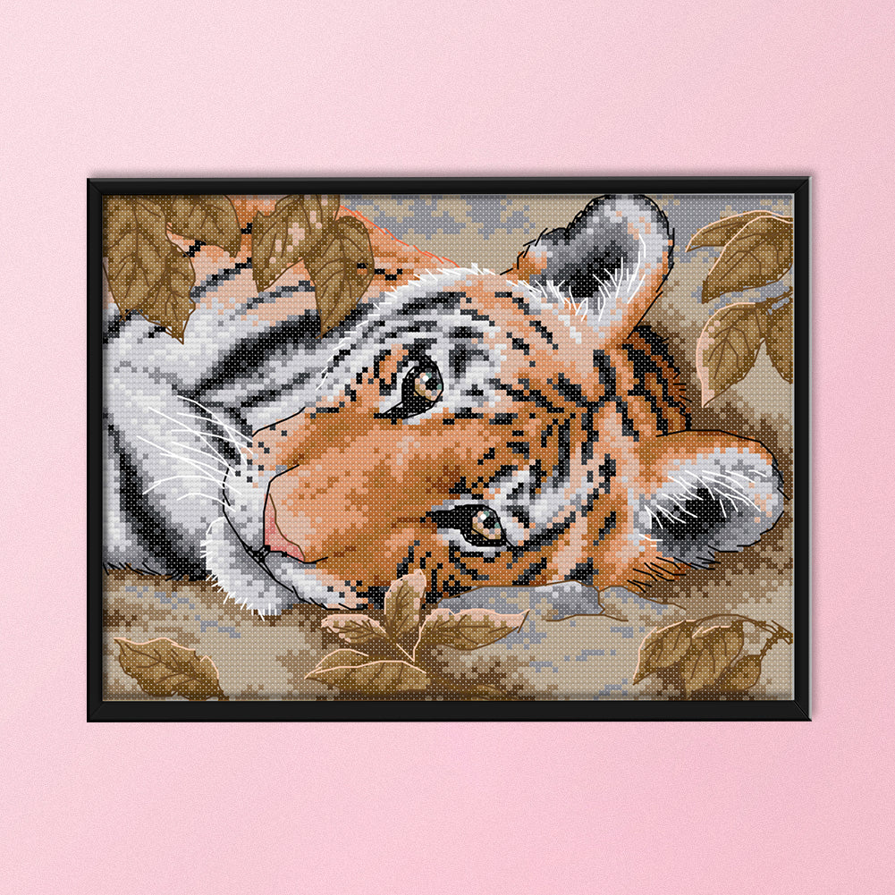 Lying Tiger - 14CT Stamped Cross Stitch 29 *21CM