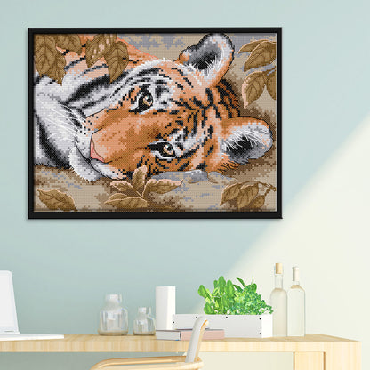 Lying Tiger - 14CT Stamped Cross Stitch 29 *21CM