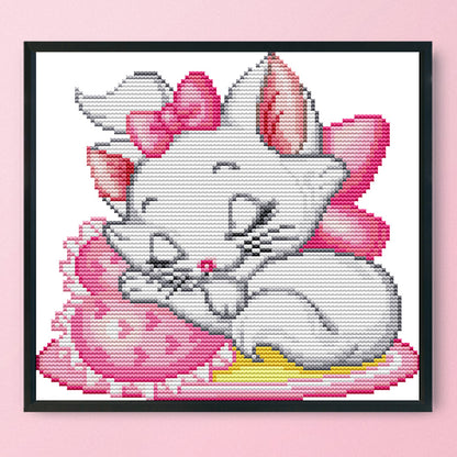 Pink Cat - 14CT Stamped Cross Stitch 25 *21CM