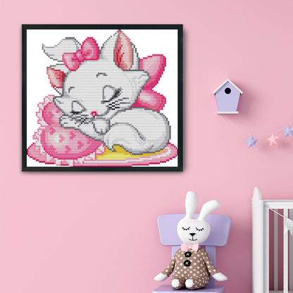 Pink Cat - 14CT Stamped Cross Stitch 25 *21CM