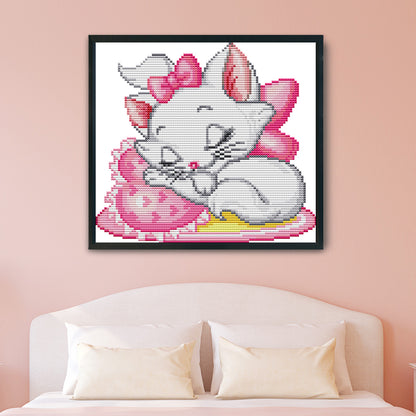 Pink Cat - 14CT Stamped Cross Stitch 25 *21CM