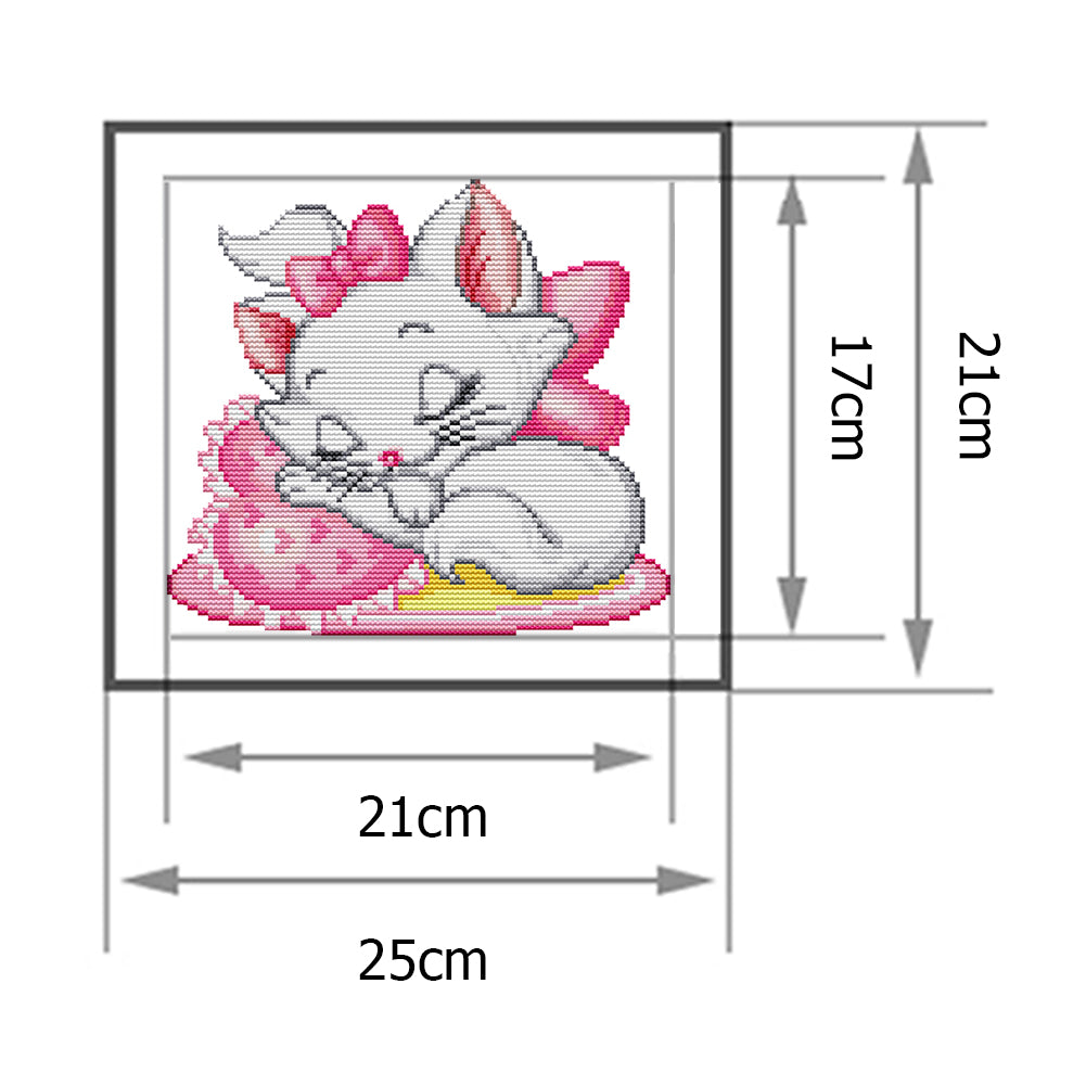 Pink Cat - 14CT Stamped Cross Stitch 25 *21CM