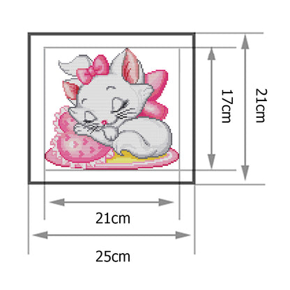 Pink Cat - 14CT Stamped Cross Stitch 25 *21CM