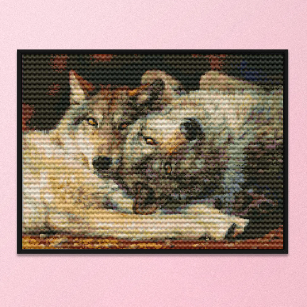 Wolf - 14CT Stamped Cross Stitch 46 *36CM