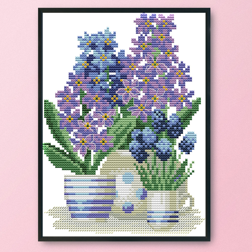 Flowers - 14CT Stamped Cross Stitch 25*18CM