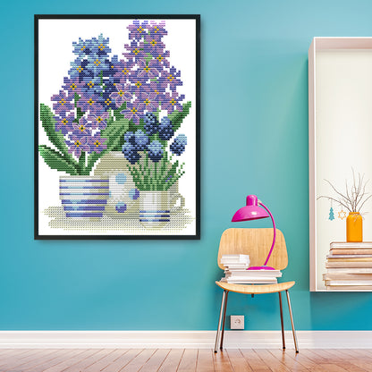 Flowers - 14CT Stamped Cross Stitch 25*18CM